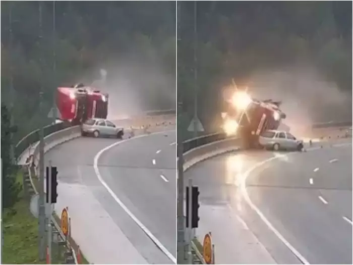 Road Accident Viral Video : कार ने ऐसी टक्कर मारी कि ट्रक ही पलट गया, देखकर सोचते रह जाओगे आप