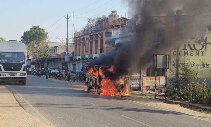 CG BREAKING: A bus full of school children was set on fire causing a stir.....