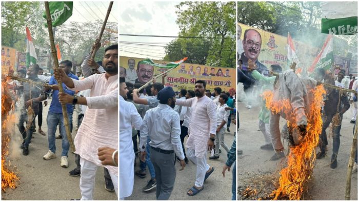 RAIPUR BREAKING: Uproar in Chhattisgarh over the cancellation of Rahul Gandhi's membership, fierce fighting between BJP-Congress workers, stone pelting in Congress Bhavan…