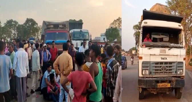 CG ACCIDENT BREAKING: Speeding truck hit scooty rider, painful death on the spot, villagers protested
