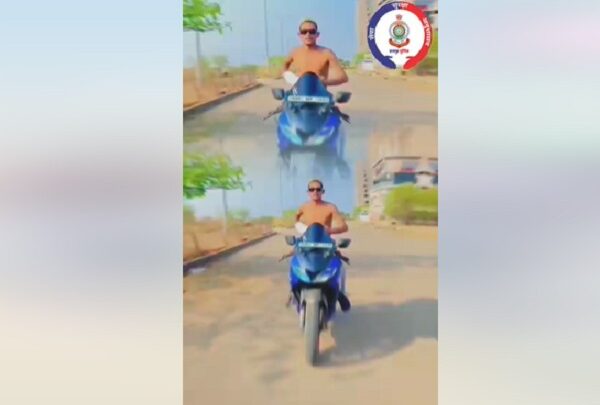 RAIPUR: Youths had to stunt heavily in bike, police taught lesson, shared funny video, you can also watch VIDEO