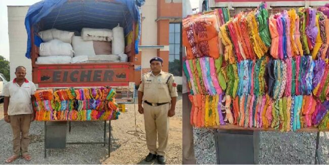 CG NEWS : चेकिंग के दौरान पुलिस को मिली बड़ी सफलता, ट्रक से जब्त किए 1 करोड़ की साड़ी