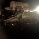 BIG ACCIDENT : भीषण सड़क हादसा; तेज रफ़्तार टवेरा वाहन ट्रक से टकराई, 2 की मौके पर ही मौत, दो की हालत गंभीर 