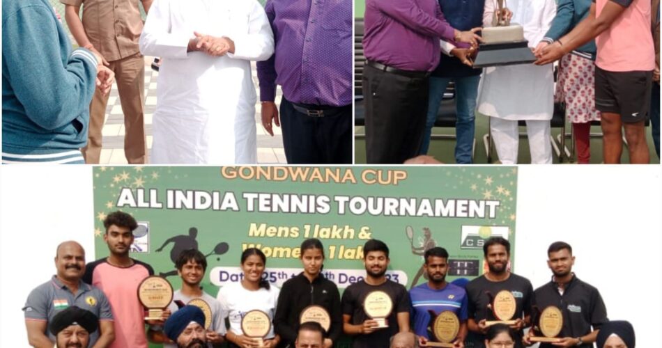 SPORTS NEWS : गोंडवाना कप मेंस वुमेन्स आल इंडिया टेनिस टूर्नामेंट का हुआ समापन, मुख्य अतिथियों ने विजेता खिलाड़ियों को किया सम्मानित, महसचिव होरा ने दी शुभकामनाएं  
