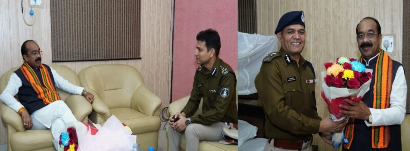 RAIPUR NEWS : उप मुख्यमंत्री Arun Sao से पुलिस महानिरीक्षक रतनलाल डांगी और SSP  प्रशांत अग्रवाल ने की मुलाकात, जिले में कानून-व्यवस्था की स्थिति की ली जानकारी 