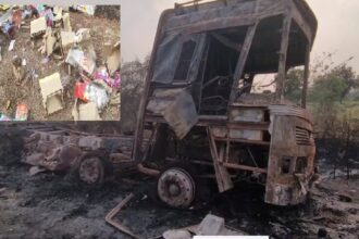 CG BREAKING : पटाखे से भरे ट्रक में लगी भीषण आग, ट्रक समेत 30 लाख के पटाखे जलकर स्वाहा
