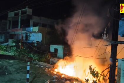 Bijapur News: बिजली ट्रांसफॉर्मर में लगी भीषण आग, कचरे के ढेर में लगाई गई आग ने छुआ खम्बा