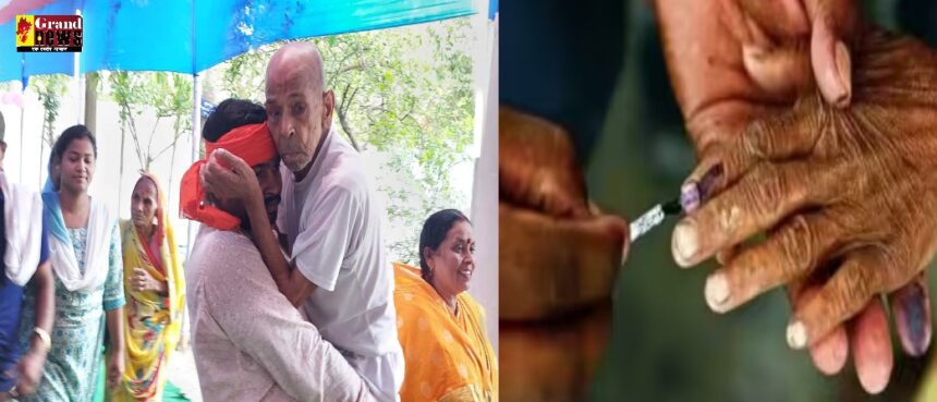Voting in Begusarai : पोते के कंधे पर मतदान करने पोलिंग बूथ पहचे बुजुर्ग, 102 साल के उम्र में जाहिर की आखरी इच्छा