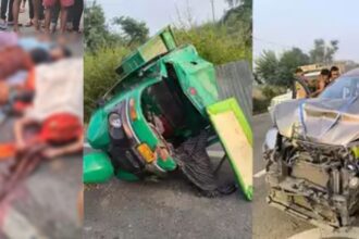 ACCIDENT NEWS : ट्रैक्‍टर ट्रॉली और ऑटो में भीषण टक्‍कर, 6 लोगों की मौत