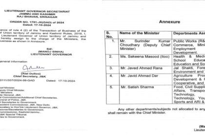 BIG NEWS : जम्मू कश्मीर में मंत्रियों के विभागों का हुआ बंटवारा