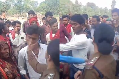 VIDEO : महिला TI ने युवक को जड़ा थप्पड़, तो भीड़ ने भी चांटा मारकर लिया बदला, देखें वीडियो 