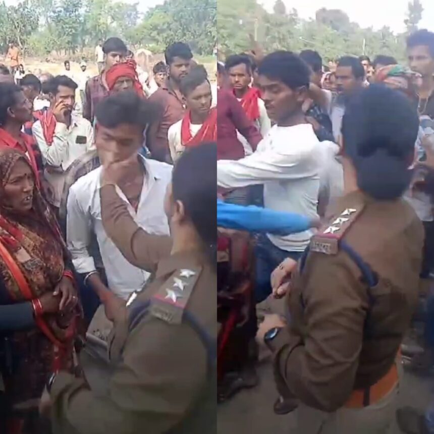 VIDEO : महिला TI ने युवक को जड़ा थप्पड़, तो भीड़ ने भी चांटा मारकर लिया बदला, देखें वीडियो 