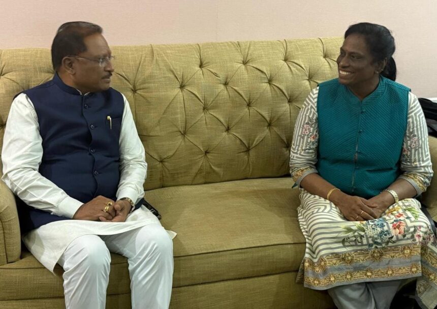 PT Usha met CM SAI : छत्तीसगढ़ में खेलों के विकास को मिलेगा नया आयाम: CM विष्णु देव साय से भारतीय ओलंपिक संघ की अध्यक्ष पी. टी. उषा ने की भेंट