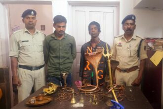 CG CRIME : मंदिर में चोरी करने वाले दो आरोपी गिरफ्तार, चोरी का सामान बरामद...