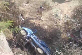 CG ACCIDENT : तेज रफ्तार पिकअप पुल से नीचे गिरी, तीन घायल, एक की हालत नाजुक