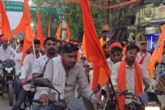 CG : रामनवमी के पूर्व संध्या पर शहर में निकाली गई बाइक रैली, जय श्री राम के नारे गूंजा शहर