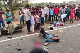 CG ACCIDENT BREAKING : दो मोटरसाइकिल की  जोरदार भिड़ंत: एक की मौके पर मौत, चार घायल
