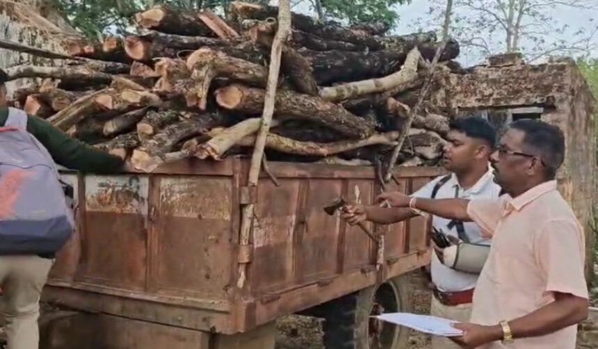 CG : खुड़िया जंगल से तस्करी की कोशिश नाकाम, अवैध लकड़ी से भरा ट्रैक्टर ज़ब्त
