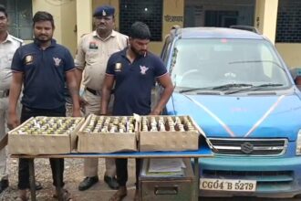 CG NEWS: अवैध शराब तस्करी करते दो आरोपी गिरफ्तार, 144 पौवा देशी शराब और कार जब्त