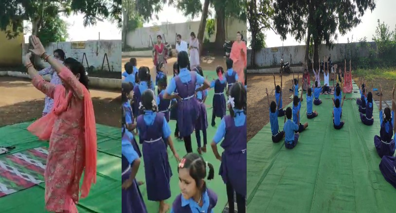 CG VIDEO : "पीना है तो जीना है" गाने पर बच्चों से कराया डांस, अभनपुर स्कूल में योग दिवस की जगह फूहड़ता!