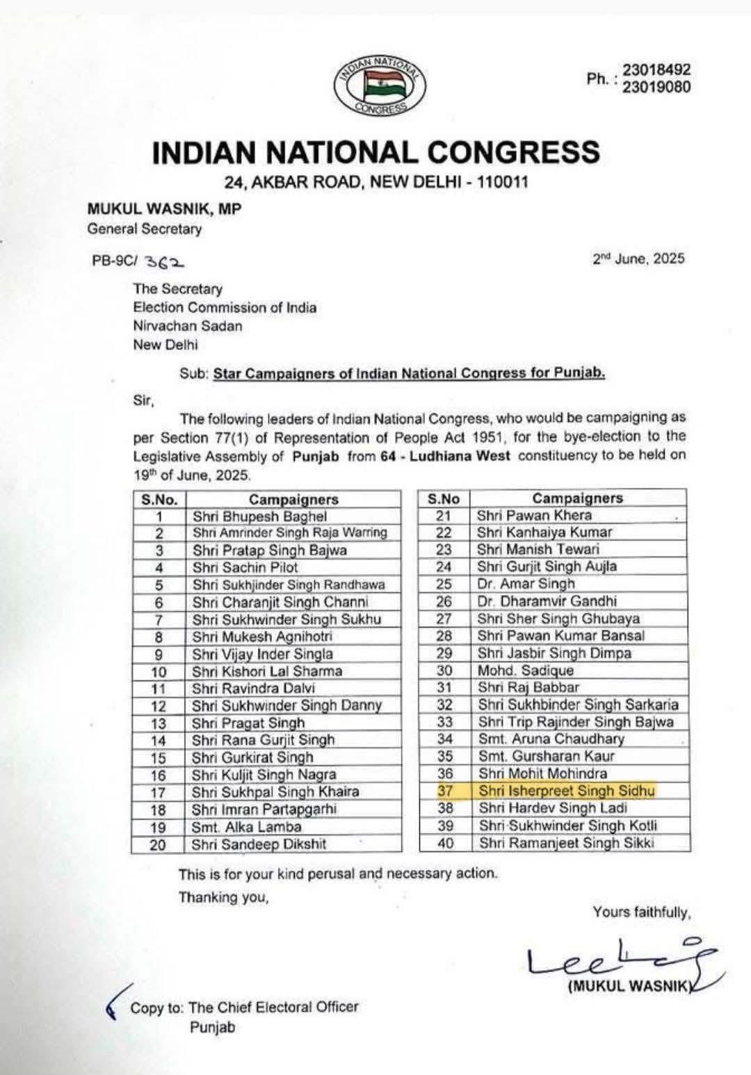 Ludhiana West Assembly by-election: लुधियाना उपचुनाव में प्रचार करेंगे पूर्व सीएम भूपेश बघेल, कांग्रेस ने जारी की 40 स्टार प्रचारकों की सूची