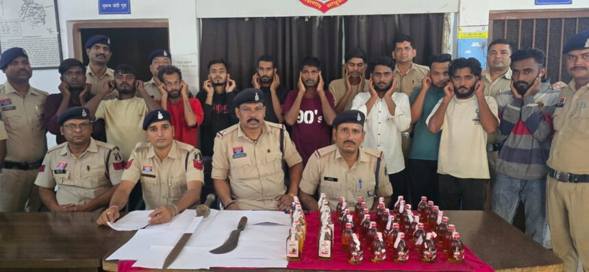 CG Crime : सिरगिट्टी पुलिस का बड़ा ऑपरेशन, 12 बदमाश गिरफ्तार, हथियार-शराब जब्त