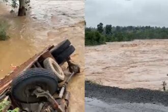 CG ACCIDENT : आफत की बारिश: अनियंत्रित होकर गागर नदी में गिरा ट्रक, ड्राइवर ने कूदकर बचाई जान 